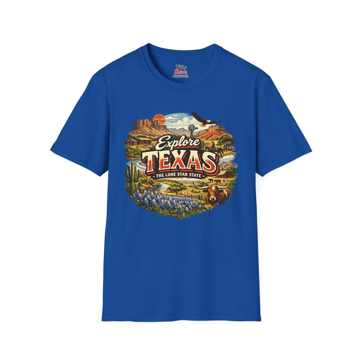 Explore Texas Unisex Softstyle T Shirt State Pride Graphic Tee Collections FS03