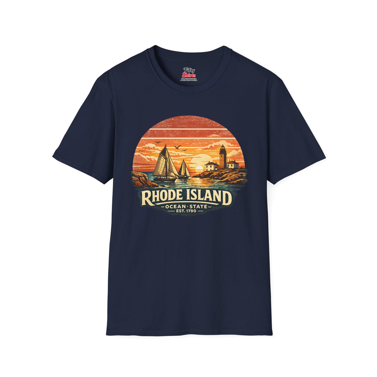 Rhode Island Coastal Sunset Unisex Softstyle T Shirt State Pride Graphic Tee Collections FS03