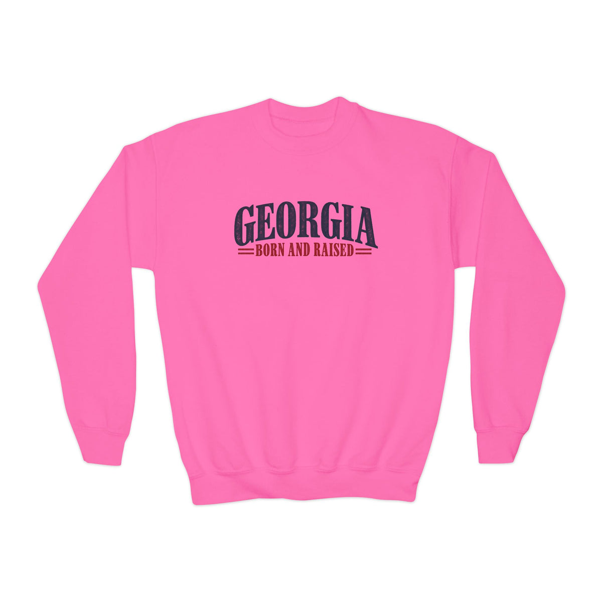 Georgia Born and Raised Premium Heritage Unisex Youth Crewneck Sweatshirt