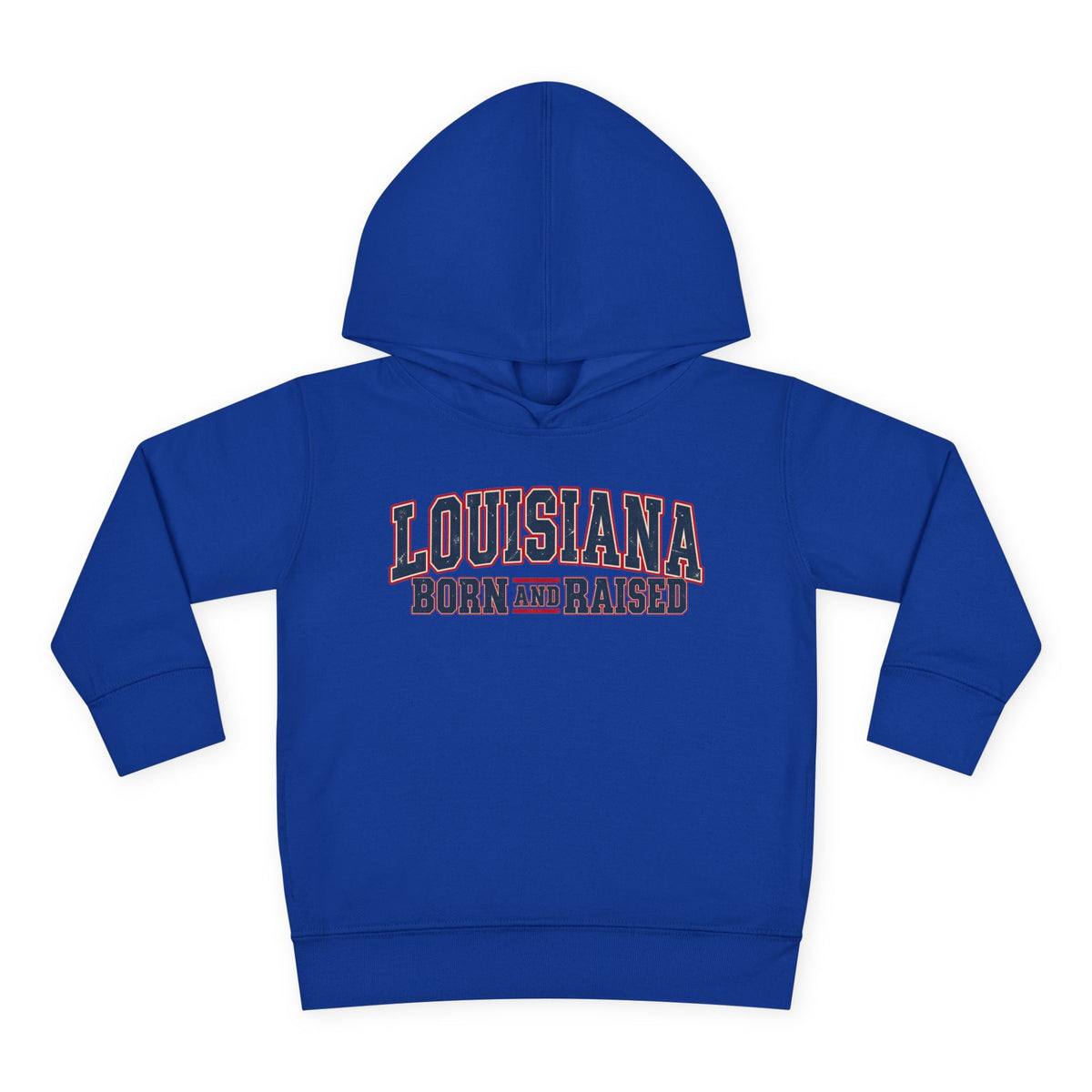 Louisiana Born and Raised Vintage Americana Unisex Toddler Pullover Fleece Hoodie