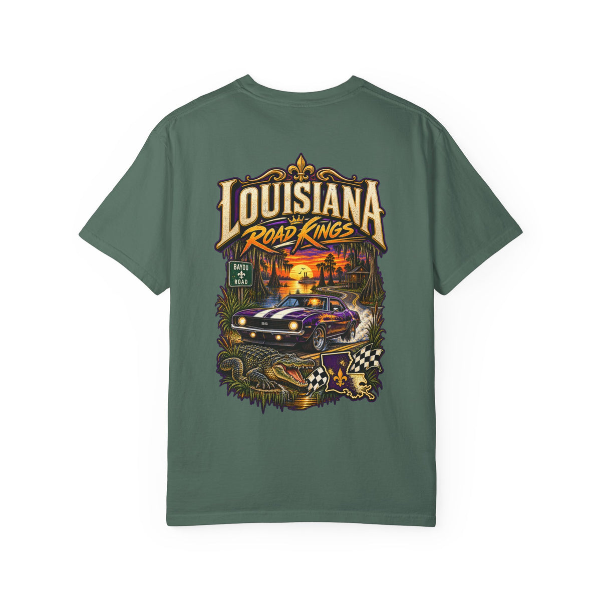 Louisiana Bayou Road Kings Unisex Comfort Color 1717 Streetwear Graphic Tee