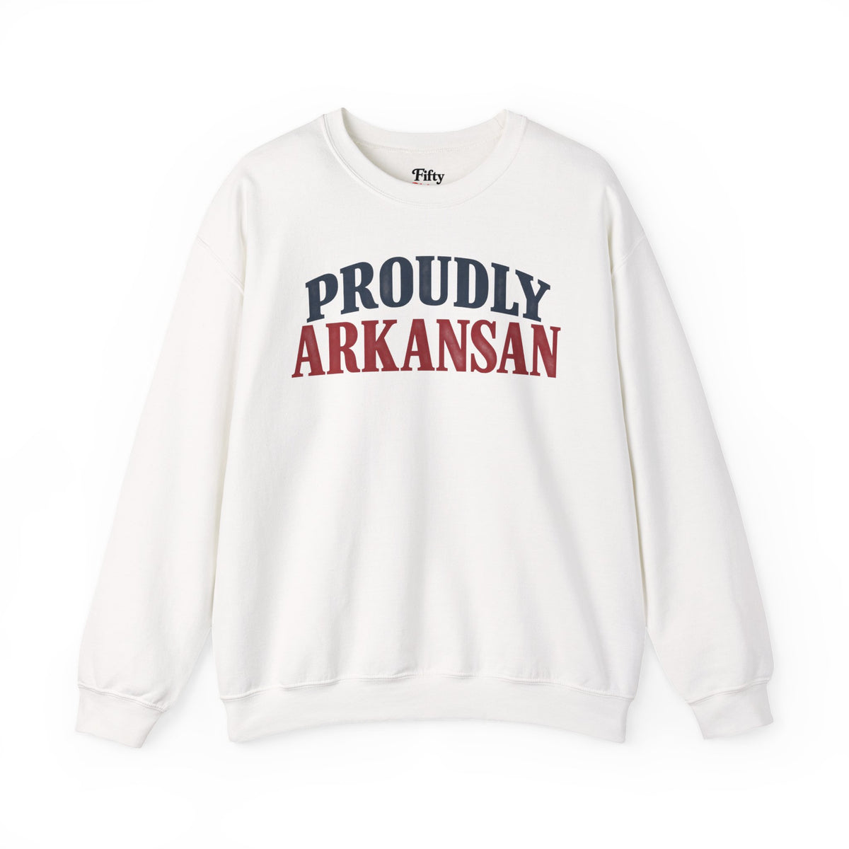 Proudly Arkansan Arkansas Unisex Crewneck Sweatshirt State Name Graphic