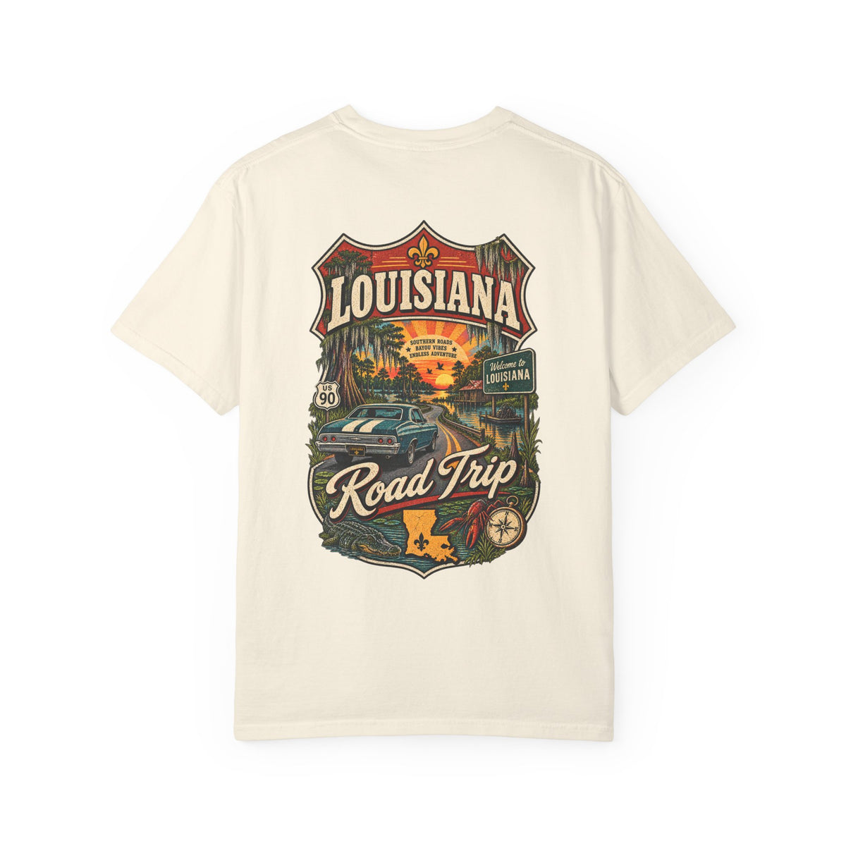 Louisiana Road Trip Unisex Comfort Color 1717 Streetwear Graphic Tee