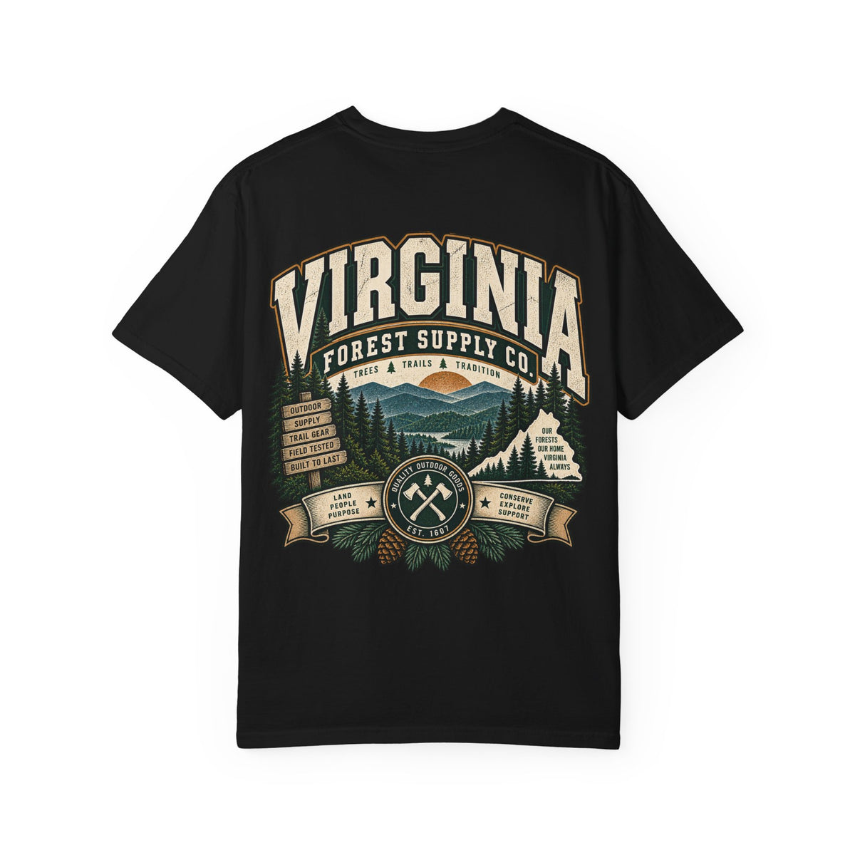 Virginia Forest Supply Co Unisex Comfort Color 1717 Streetwear Graphic Tee