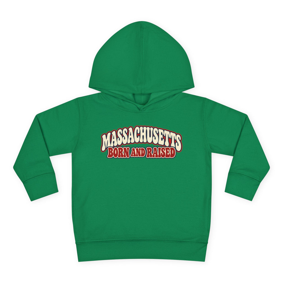 Massachusetts Born and Raised Retro 1970s Unisex Toddler Pullover Fleece Hoodie