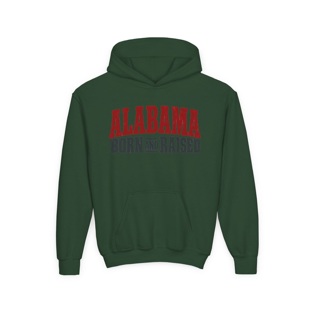 Alabama Born and Raised Rugged Workwear Unisex Youth Heavy Blend Hooded Sweatshirt Graphic