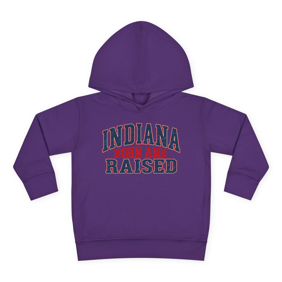 Indiana Born and Raised Bold Hometown Pride Unisex Toddler Pullover Fleece Hoodie