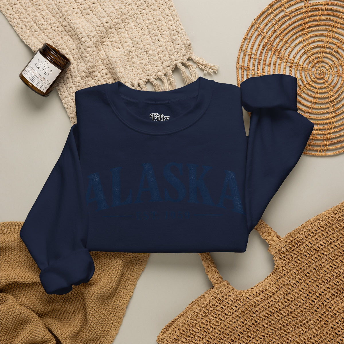 Alaska Est 1959 Unisex Crewneck Sweatshirt State Name Graphic