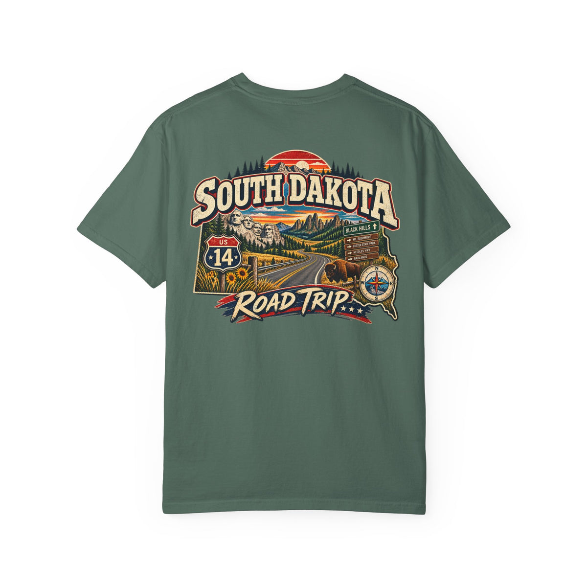 South Dakota Road Trip Unisex Comfort Color 1717 Streetwear Graphic Tee