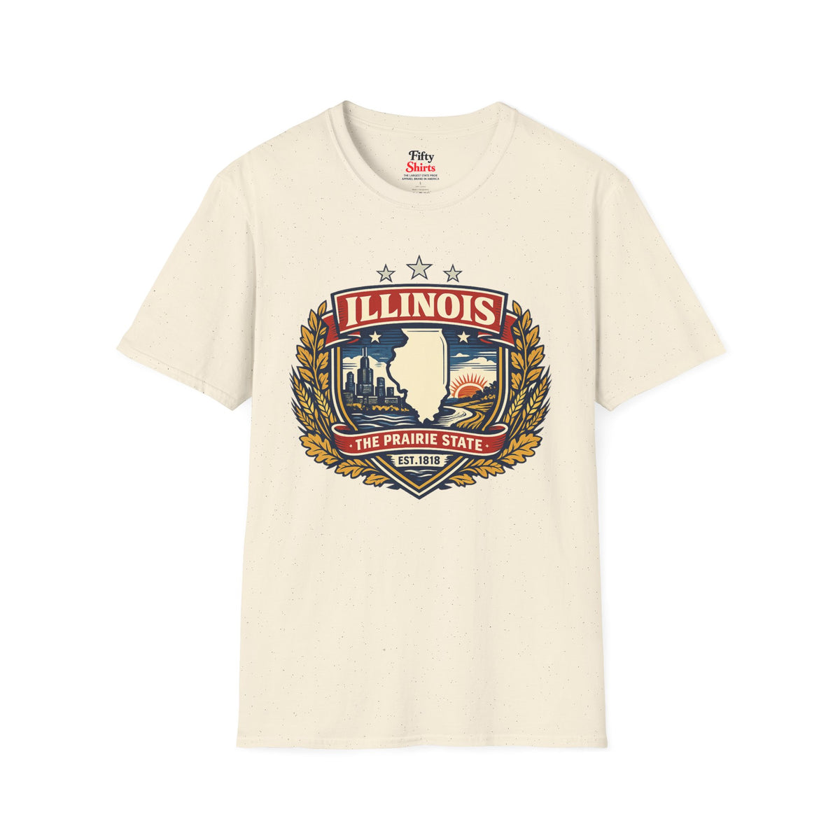 Illinois Heritage Badge Unisex Softstyle T Shirt State Pride Graphic Tee Collections FS03