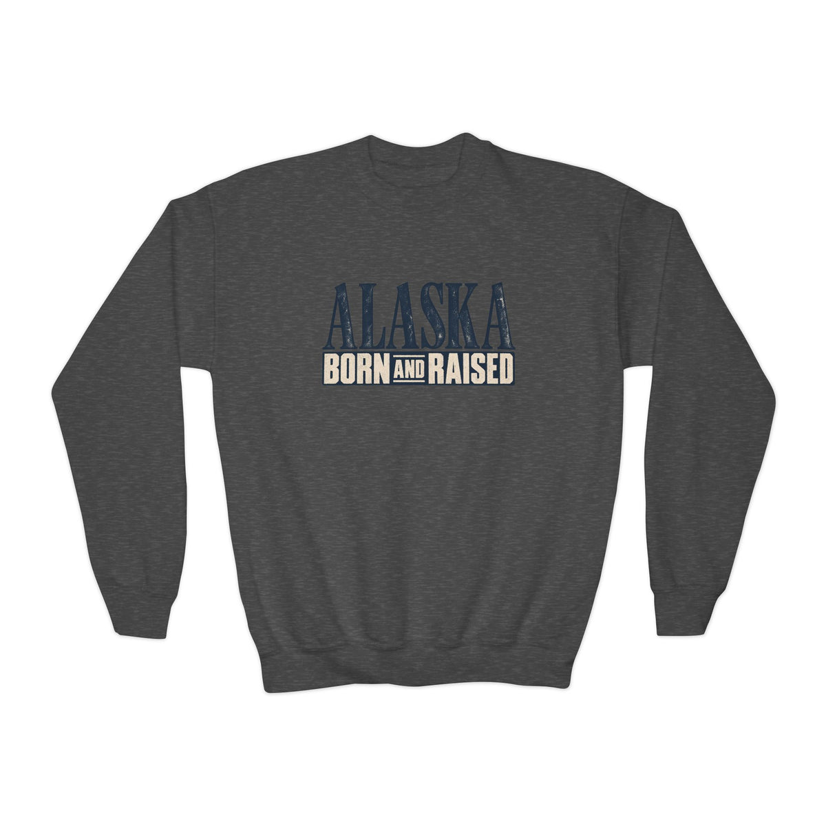 Alaska Born and Raised Premium Heritage Unisex Youth Crewneck Sweatshirt Graphic