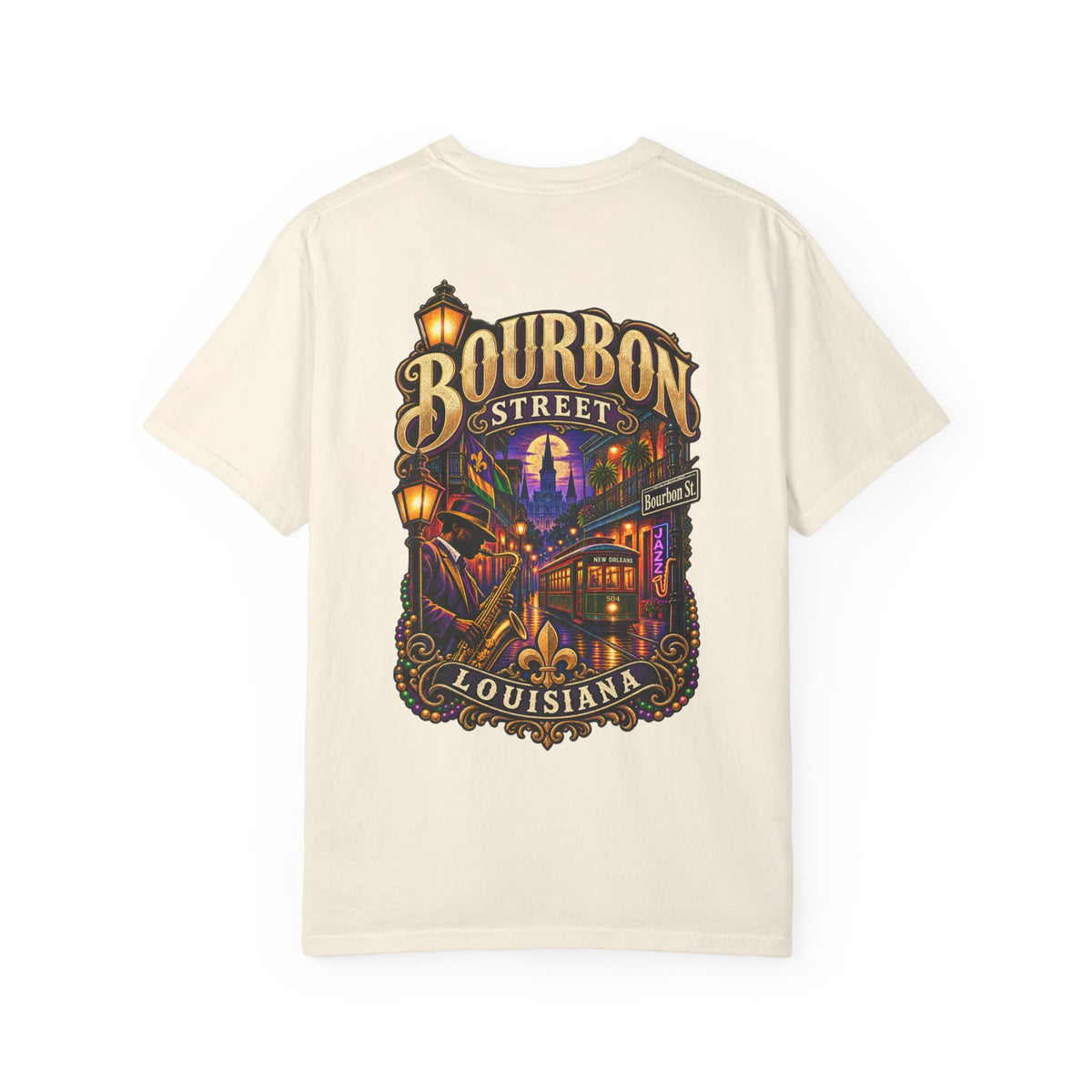 Louisiana Bourbon Street Nights Unisex Comfort Color 1717 Streetwear Graphic Tee