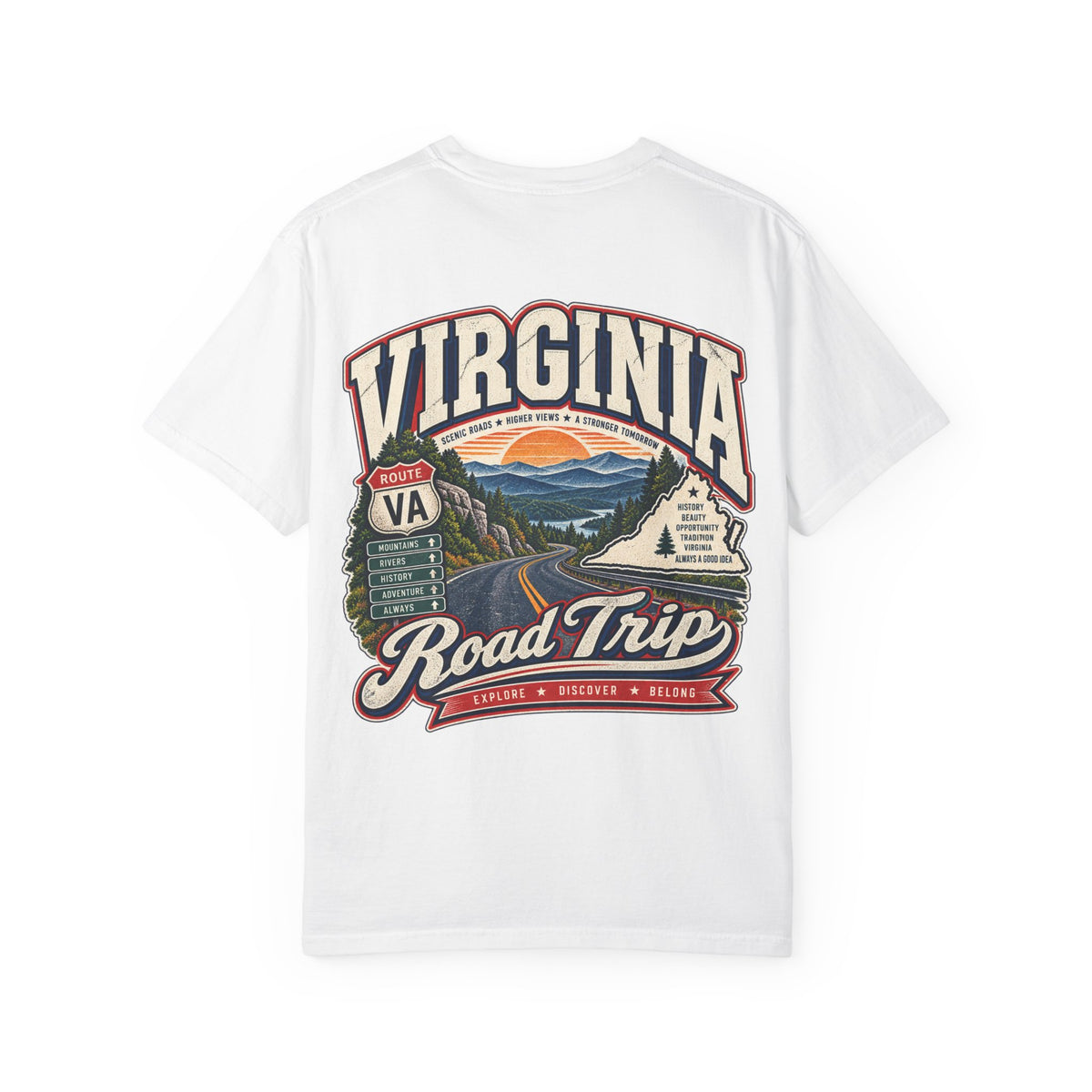 Virginia Road Trip Unisex Comfort Color 1717 Streetwear Graphic Tee