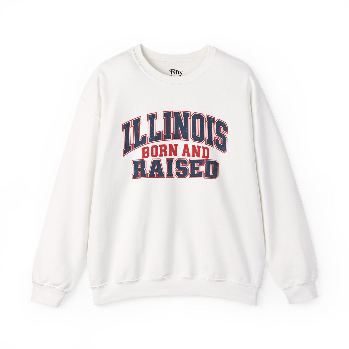 Illinois Born and Raised Vintage Collegiate Unisex Sweatshirt Graphic