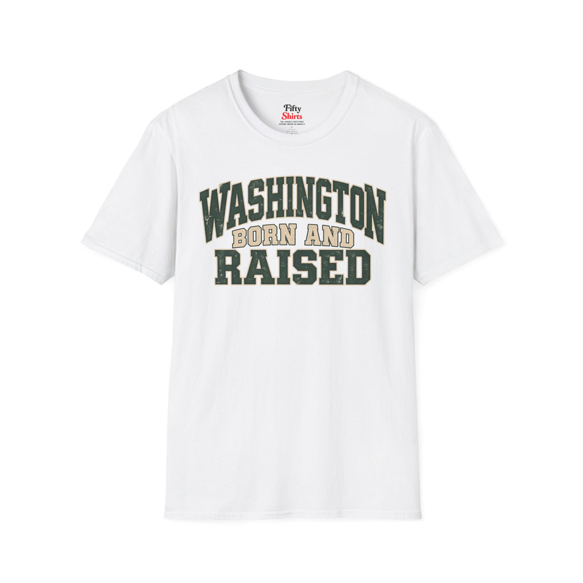 Washington Born and Raised Unisex Softstyle T Shirt State Name Graphic Tee