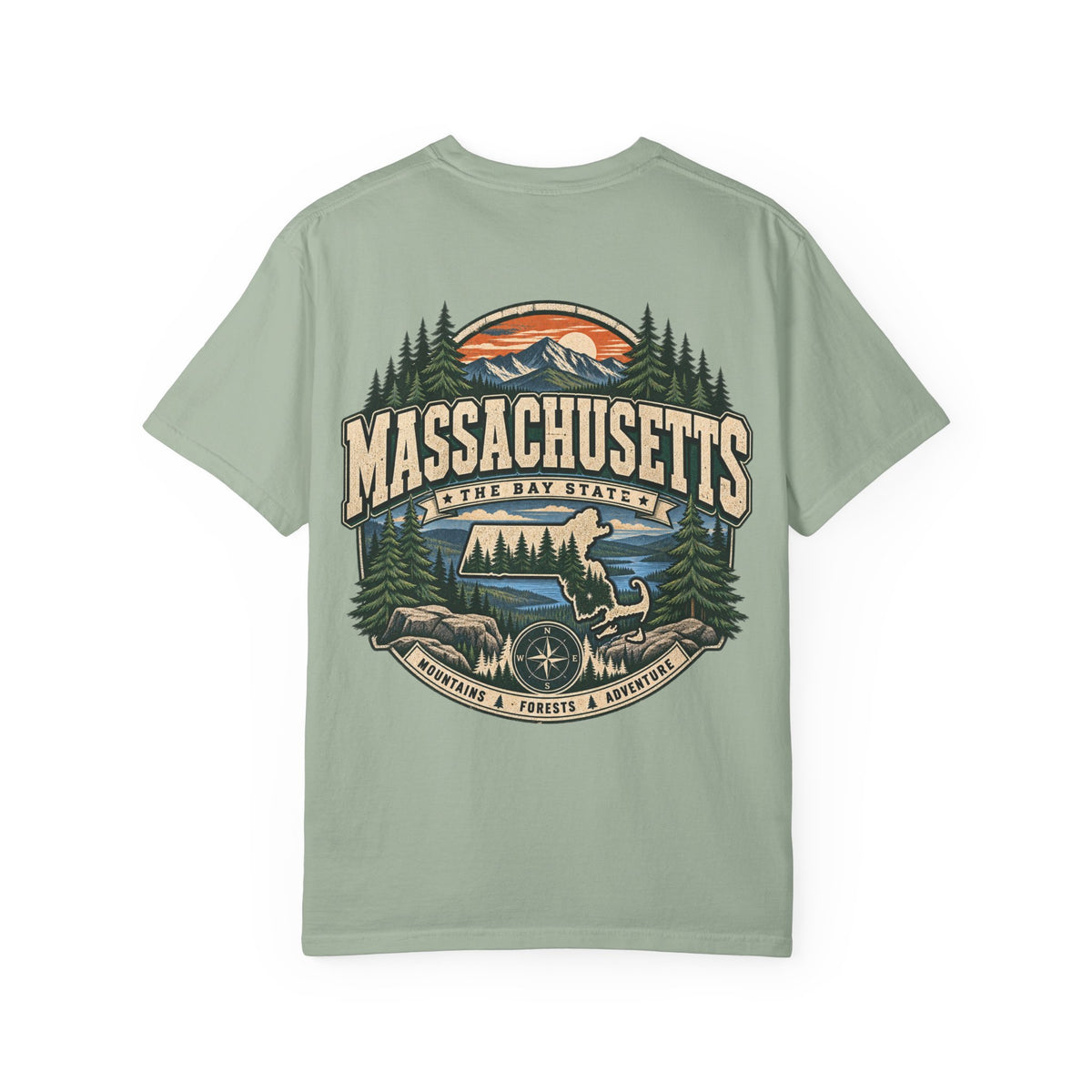 Massachusetts Mountain & Forest Unisex Comfort Color 1717 Streetwear Graphic Tee