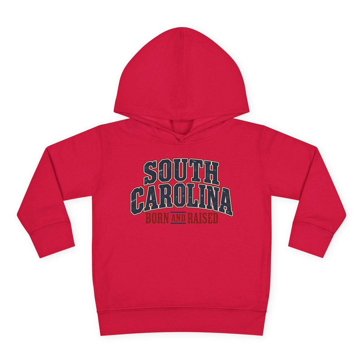 South Carolina Born and Raised Southern Americana Unisex Toddler Pullover Fleece Hoodie