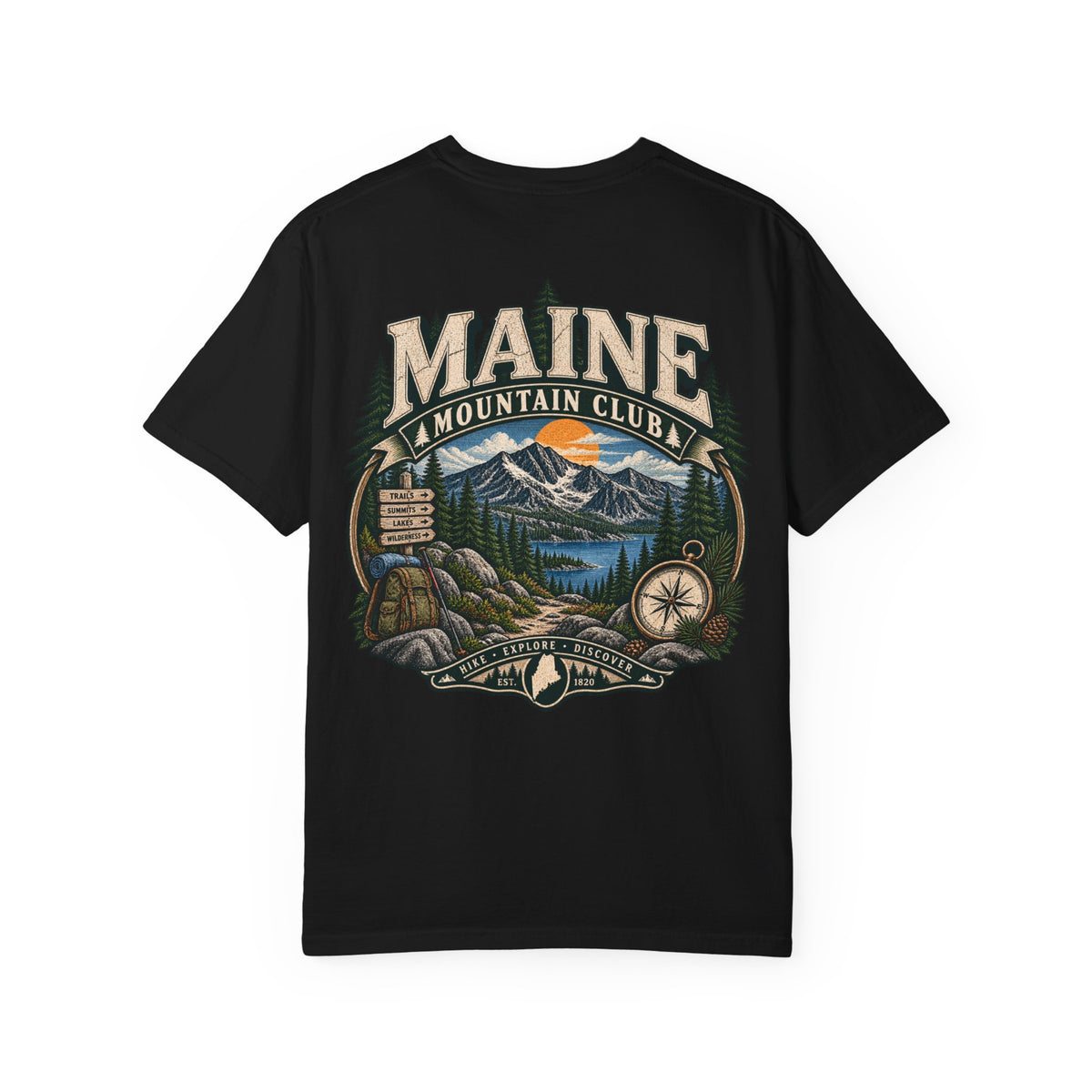 Maine Mountain Club Unisex Comfort Color 1717 Streetwear Graphic Tee