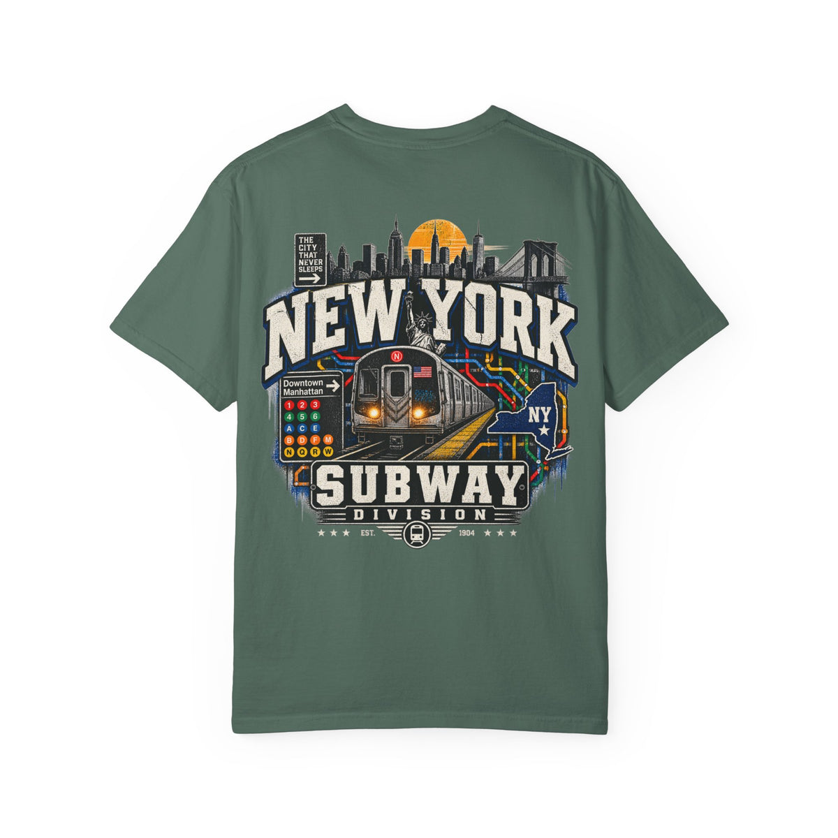 New York Subway Division Unisex Comfort Color 1717 Streetwear Graphic Tee
