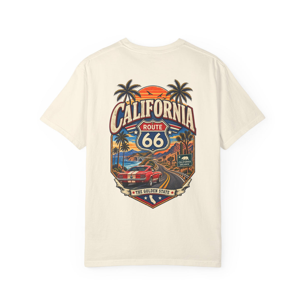 California Route 66 Style Unisex Comfort Color 1717 Streetwear Graphic Tee