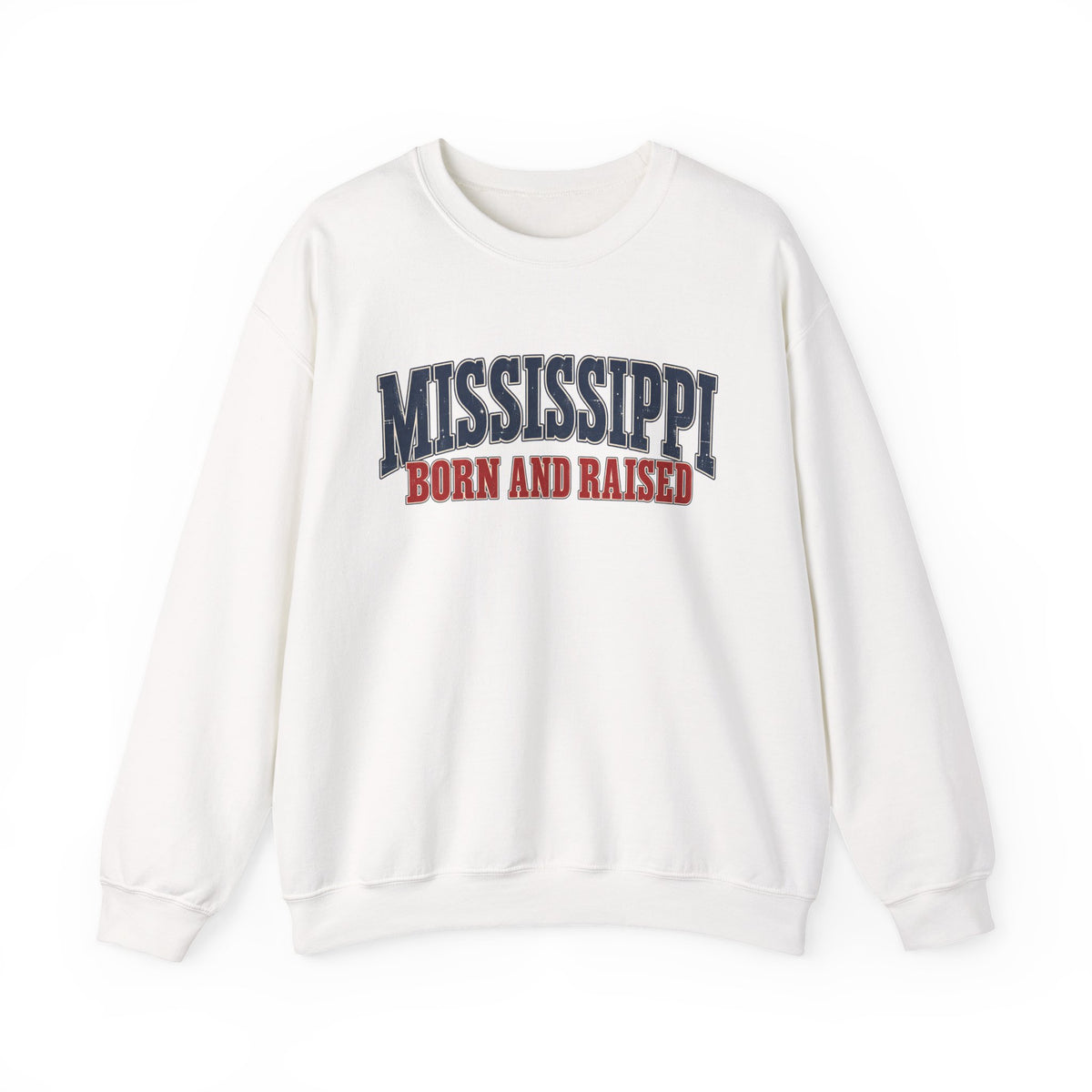 Mississippi Born and Raised Vintage Americana Unisex Sweatshirt Graphic