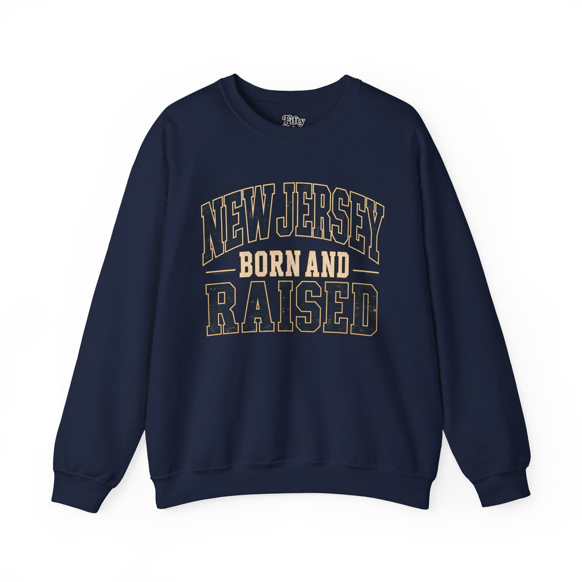 New Jersey Born and Raised Unisex Crewneck Sweatshirt State Name Graphic