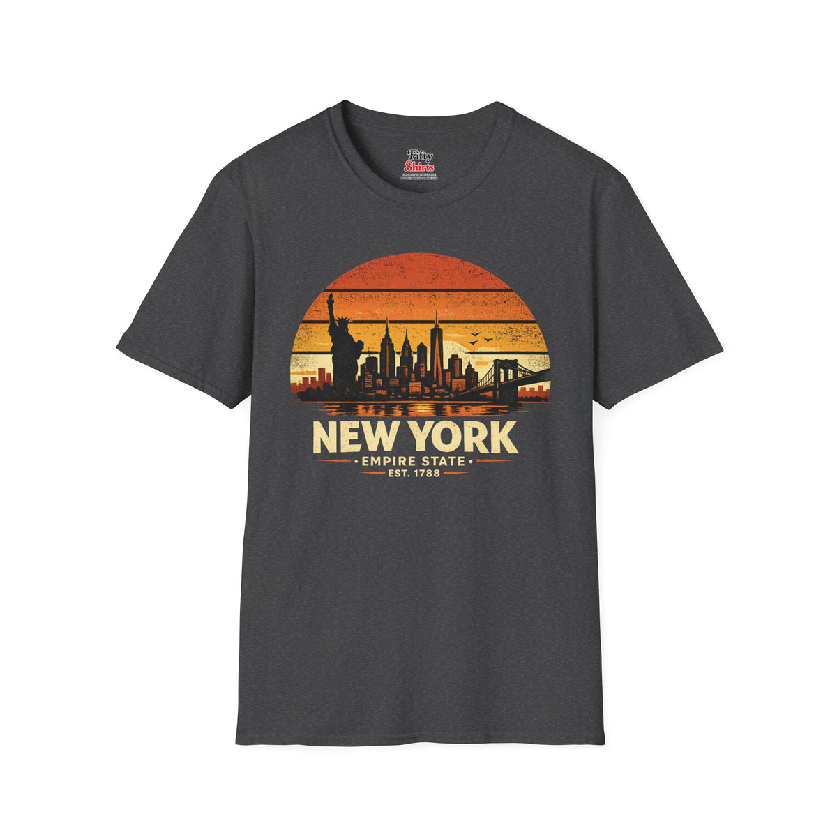 New York Skyline Sunset Unisex Softstyle T Shirt State Pride Graphic Tee Collections FS03