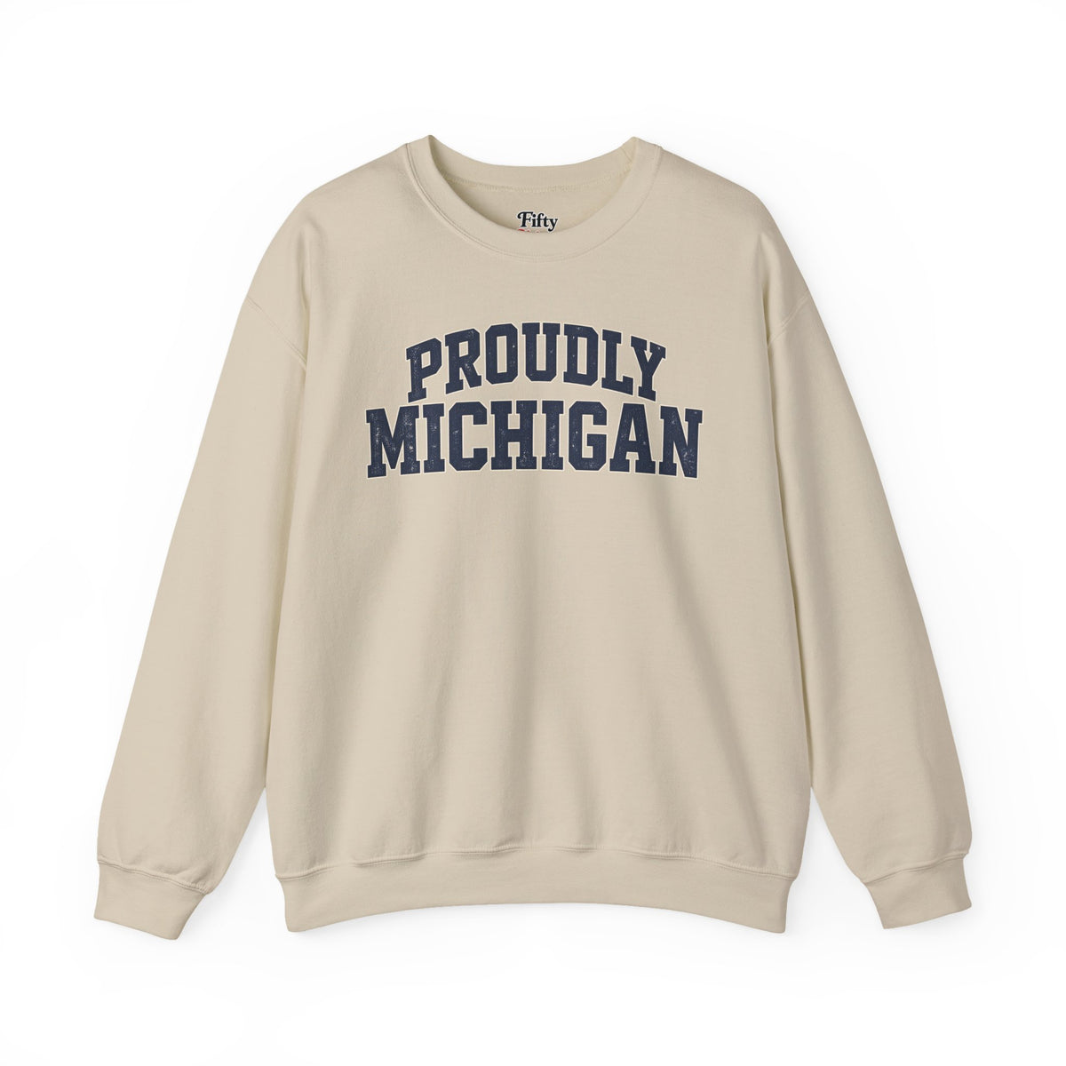 Proudly Michigan Unisex Crewneck Sweatshirt State Name Graphic