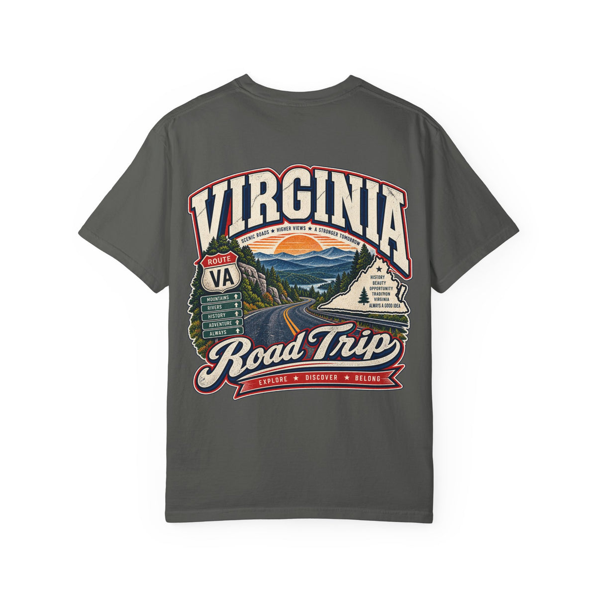 Virginia Road Trip Unisex Comfort Color 1717 Streetwear Graphic Tee