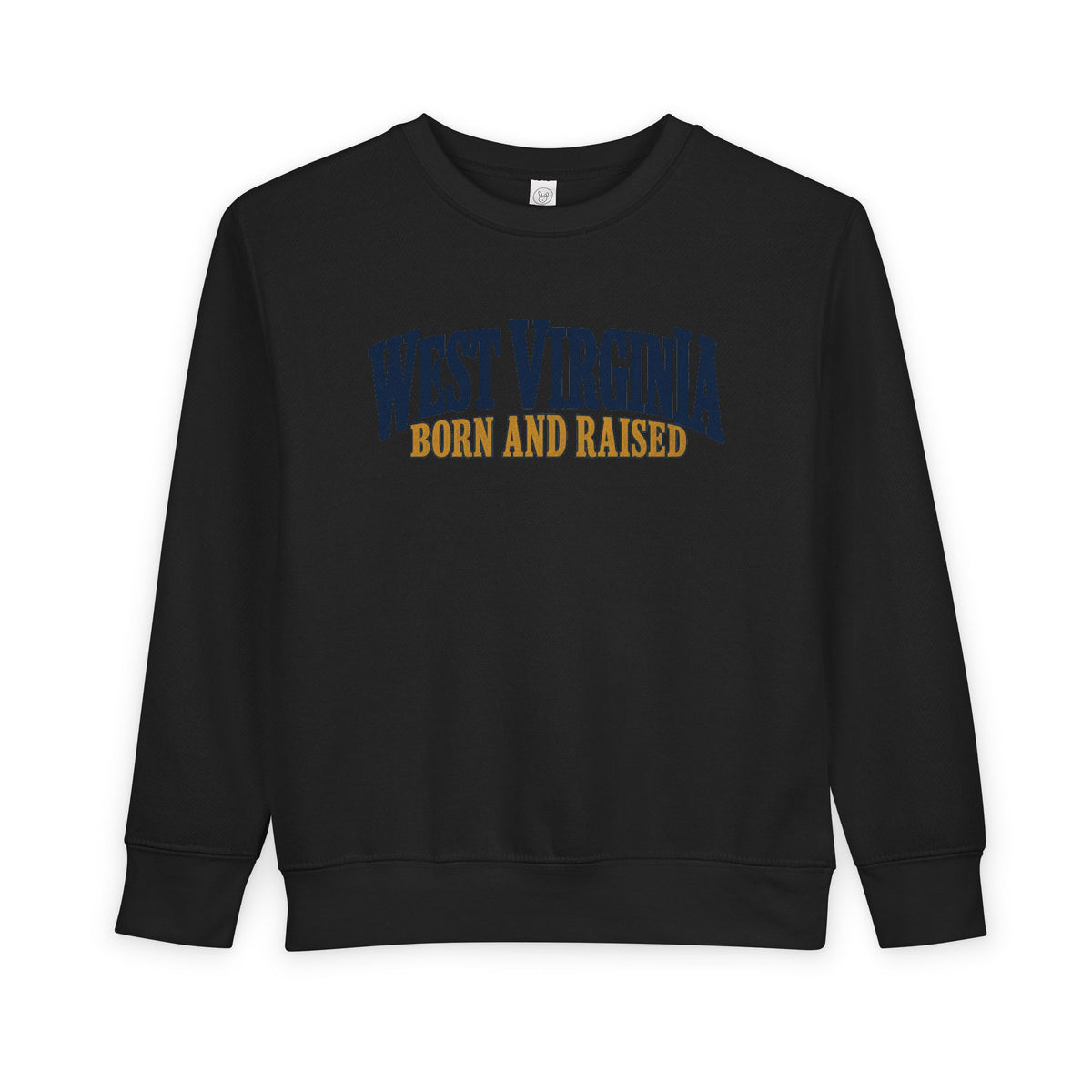 West Virginia Born and Raised Heritage Serif Unisex Toddler Sweatshirt