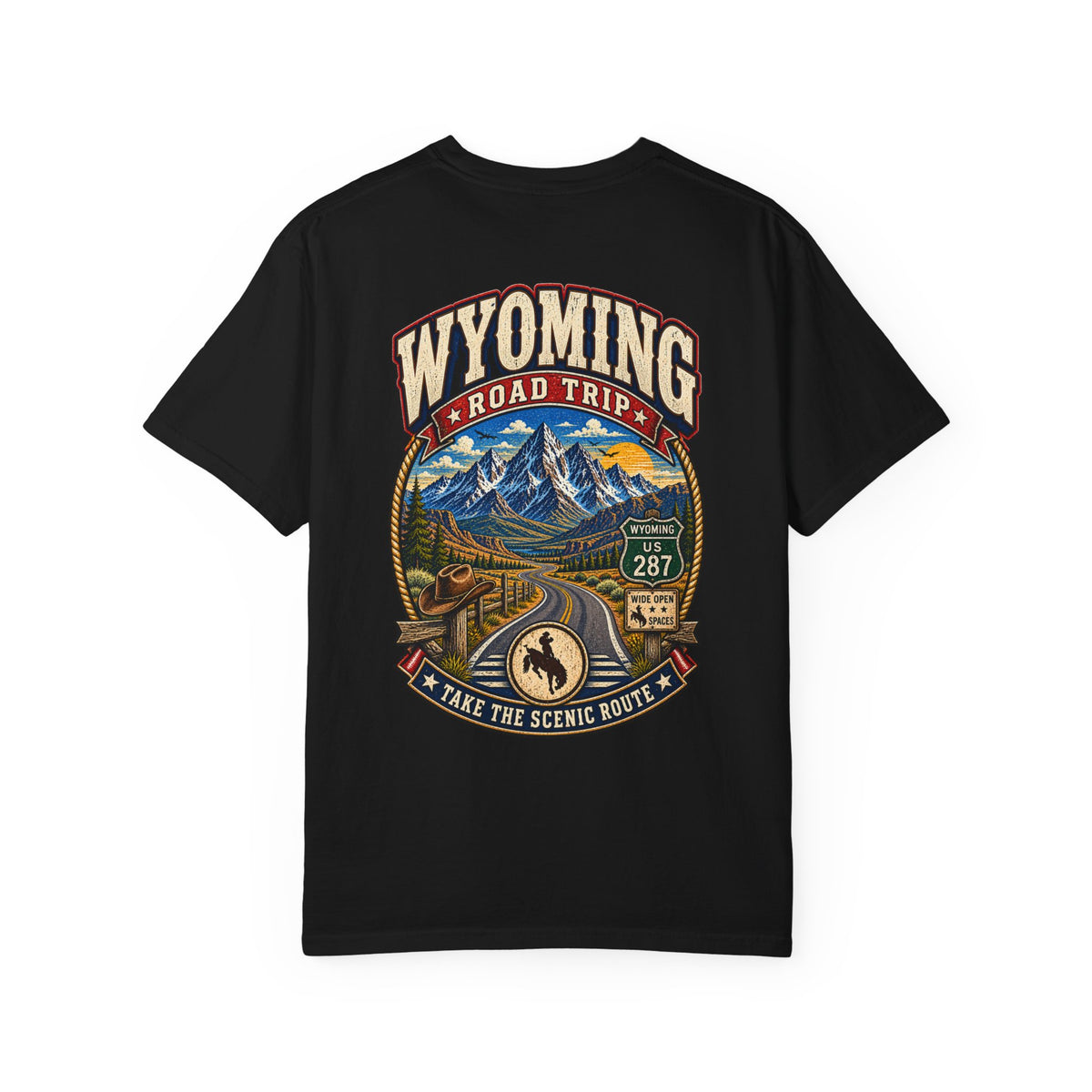 Wyoming Roadtrip Unisex Comfort Color 1717 Streetwear Graphic Tee