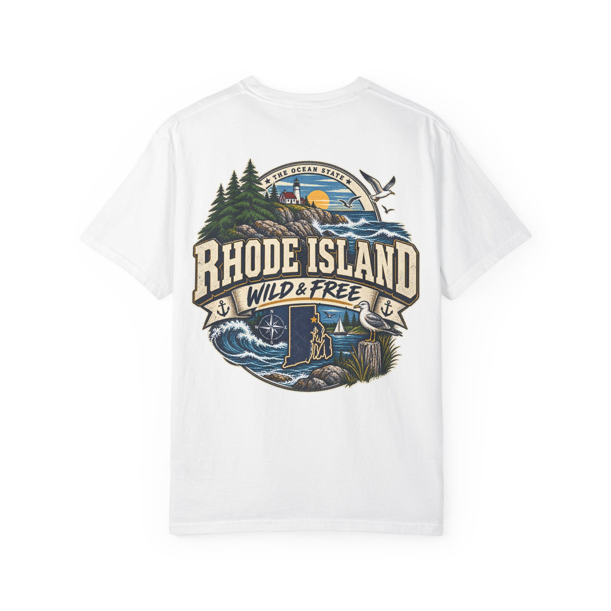 Rhode Island Wild & Free Unisex Comfort Color 1717 Streetwear Graphic Tee