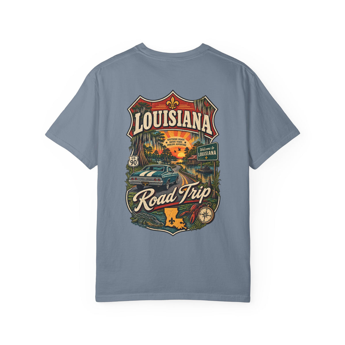 Louisiana Road Trip Unisex Comfort Color 1717 Streetwear Graphic Tee