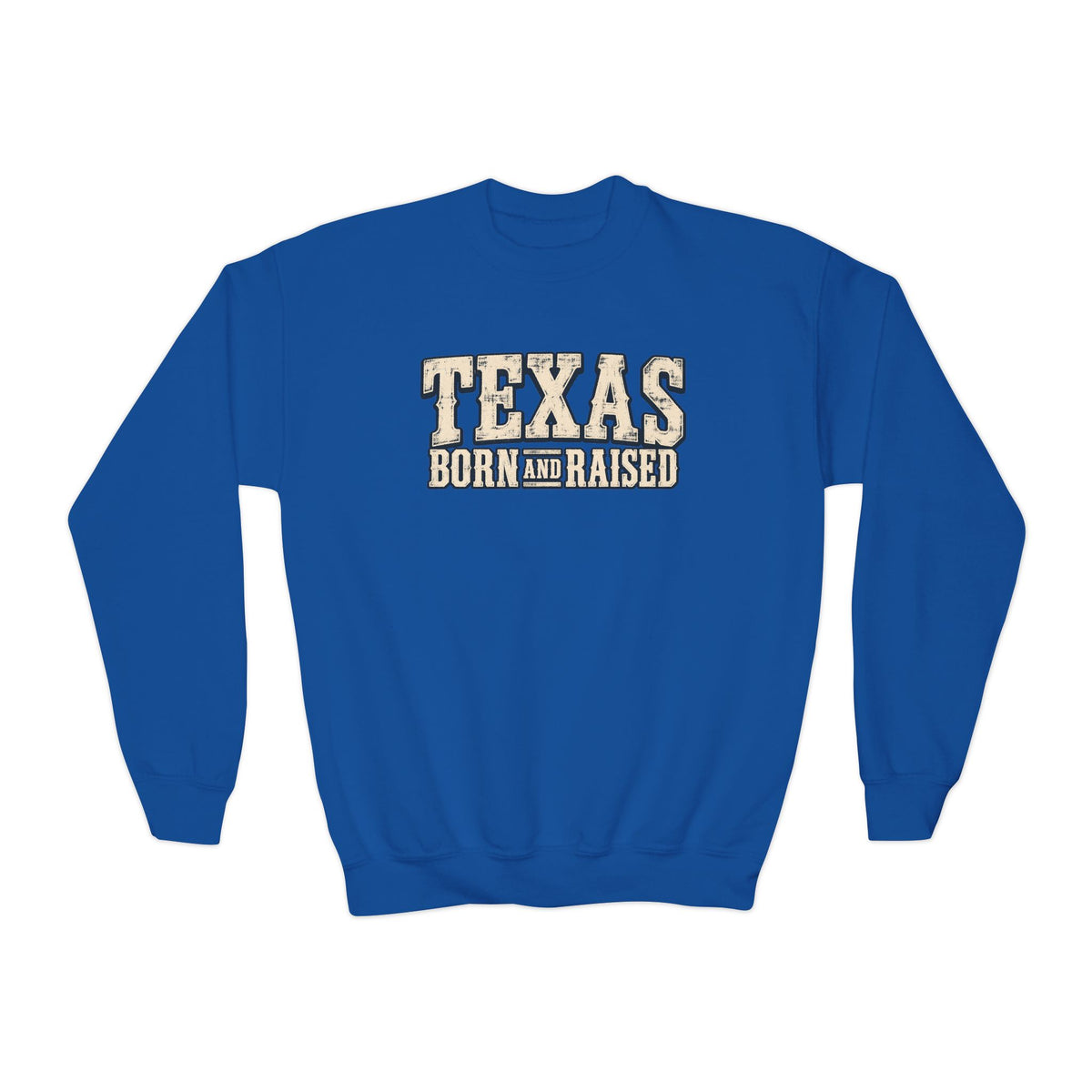 Texas Old-School Ranch Heritage Unisex Youth Crewneck Sweatshirt Graphic