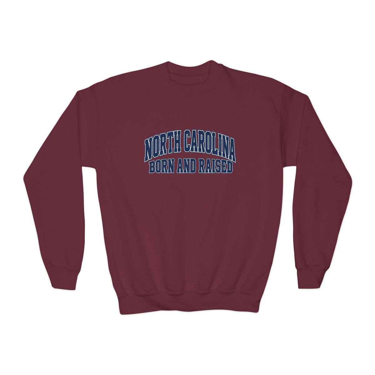 North Carolina Born and Raised Old-School Sportswear Unisex Youth Crewneck Sweatshirt Graphic