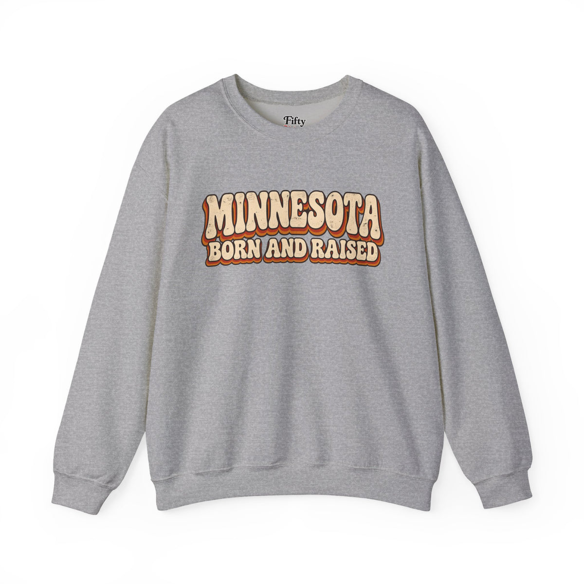 Minnesota Born and Raised Retro 1970s Unisex Sweatshirt Graphic