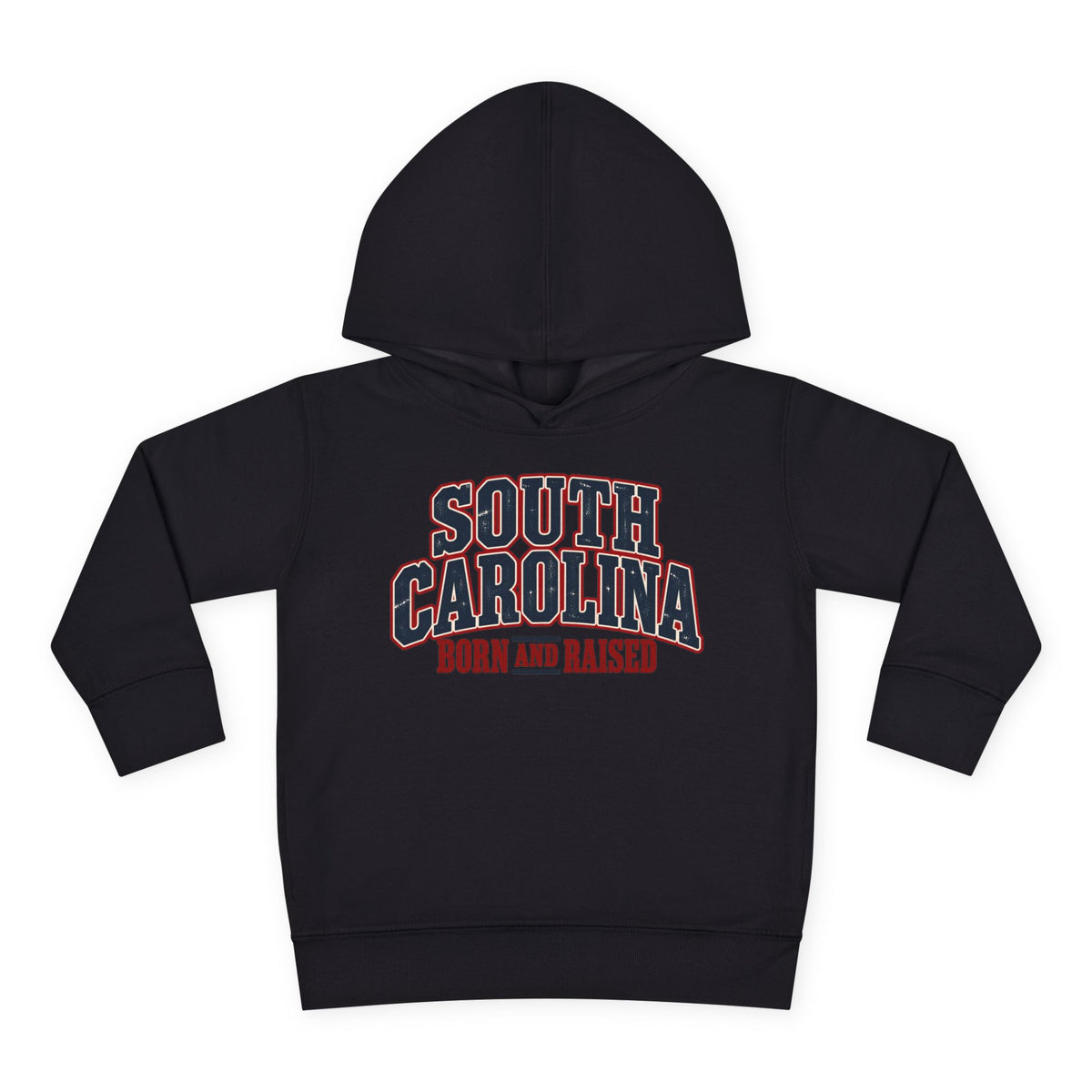 South Carolina Born and Raised Southern Americana Unisex Toddler Pullover Fleece Hoodie