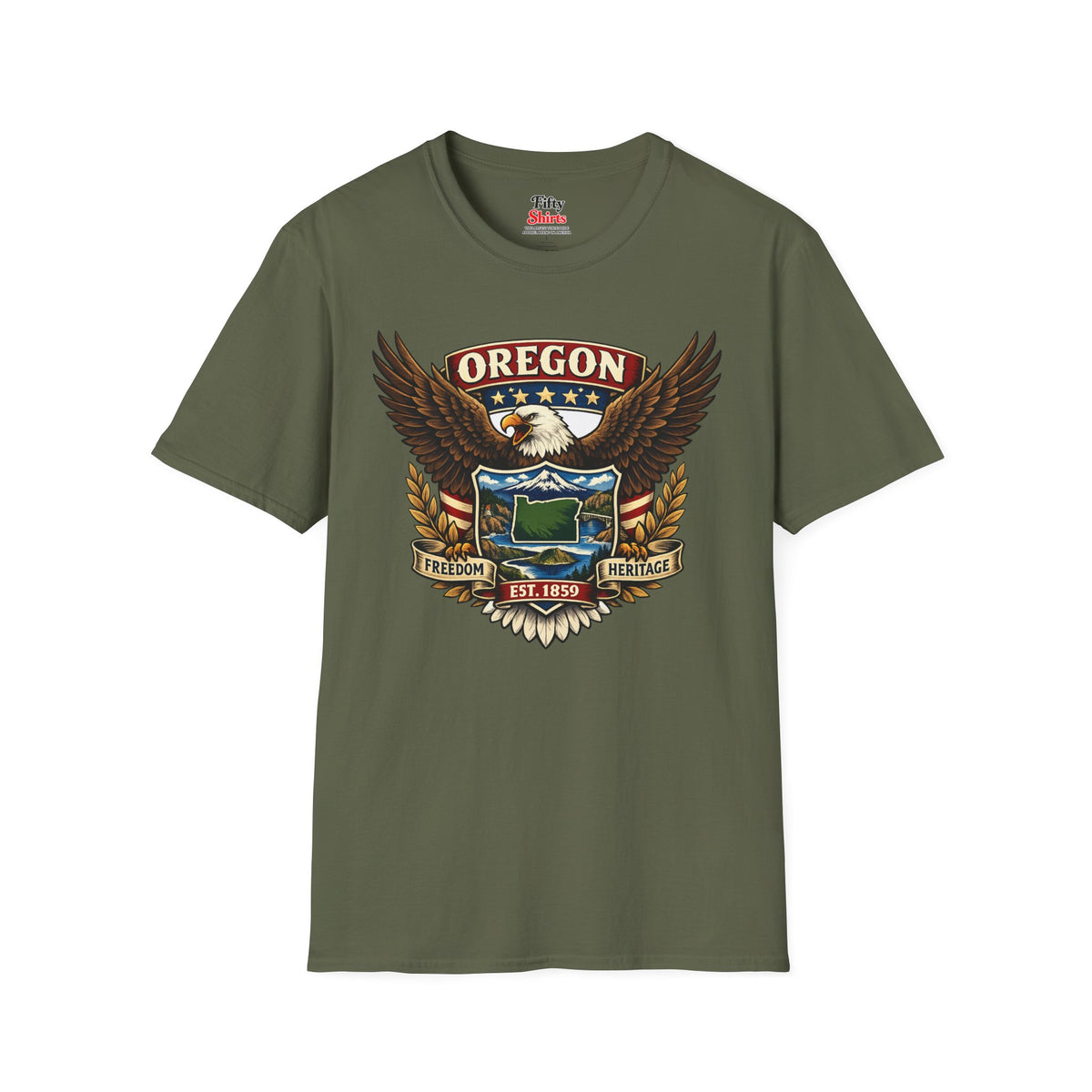 Oregon Americana Eagle Unisex Softstyle T Shirt State Pride Graphic Tee Collections FS03