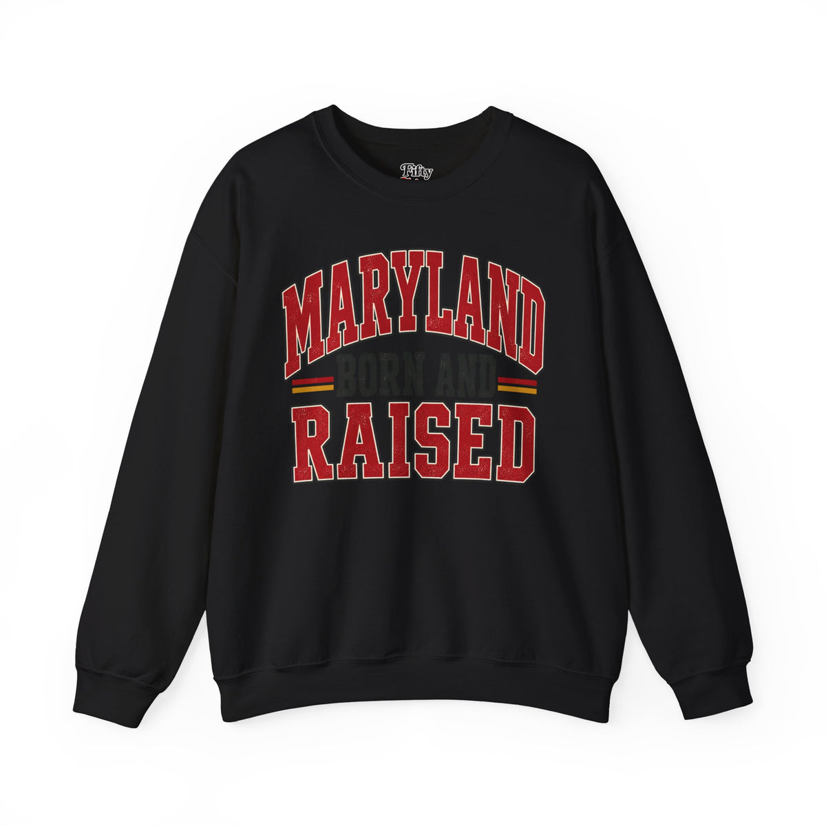 Maryland Born and Raised Unisex Crewneck Sweatshirt State Name Graphic