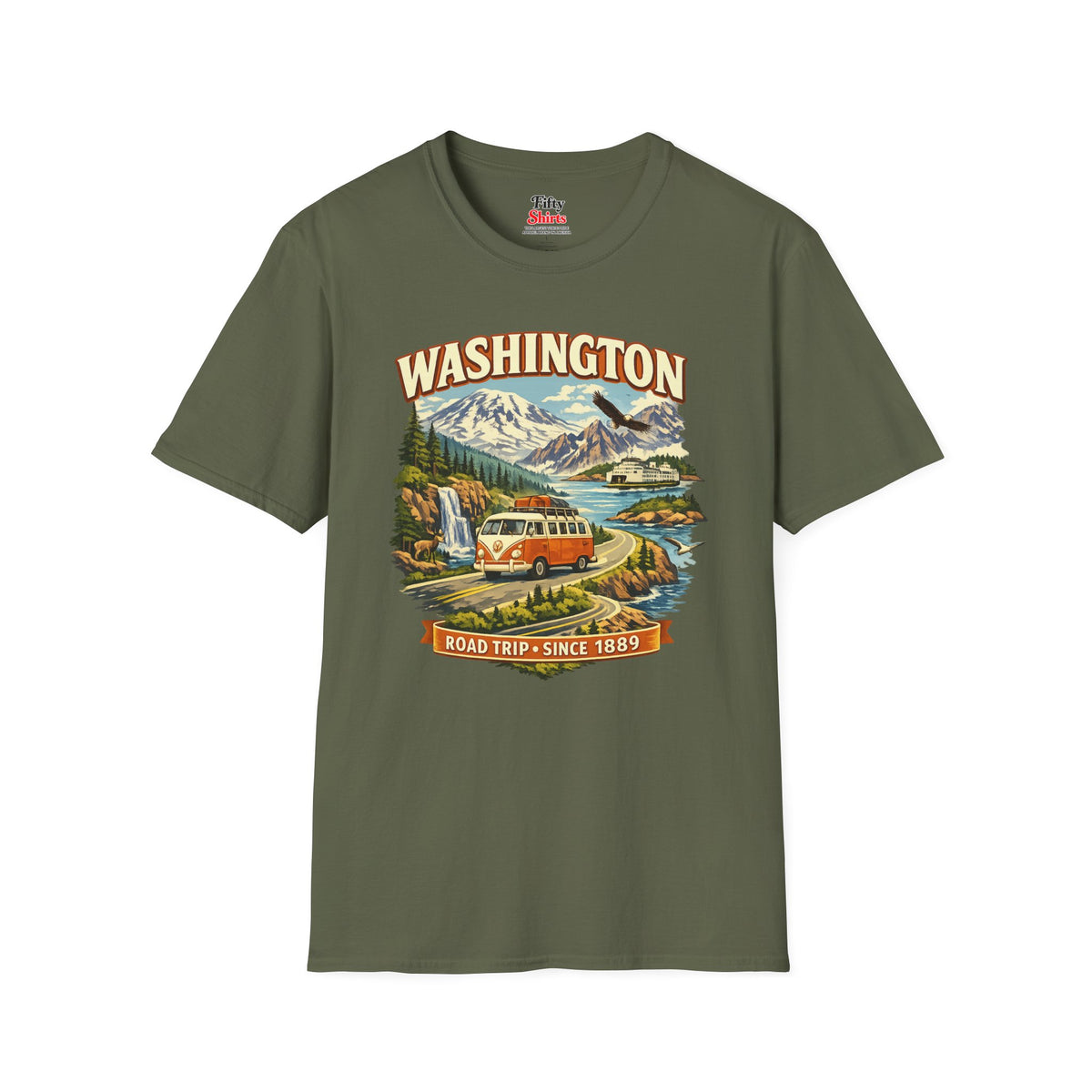 Washington Roadtrip Unisex Softstyle T Shirt State Pride Graphic Tee Collections FS03
