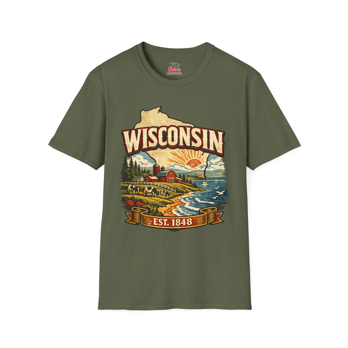 Vintage Wisconsin Heritage Unisex Softstyle T Shirt State Pride Graphic Tee Collections FS03