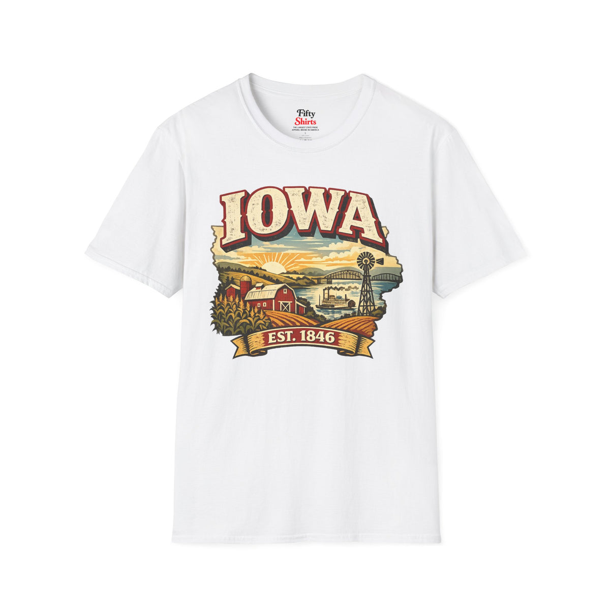 Vintage Iowa Heritage Unisex Softstyle T Shirt State Pride Graphic Tee Collections FS03