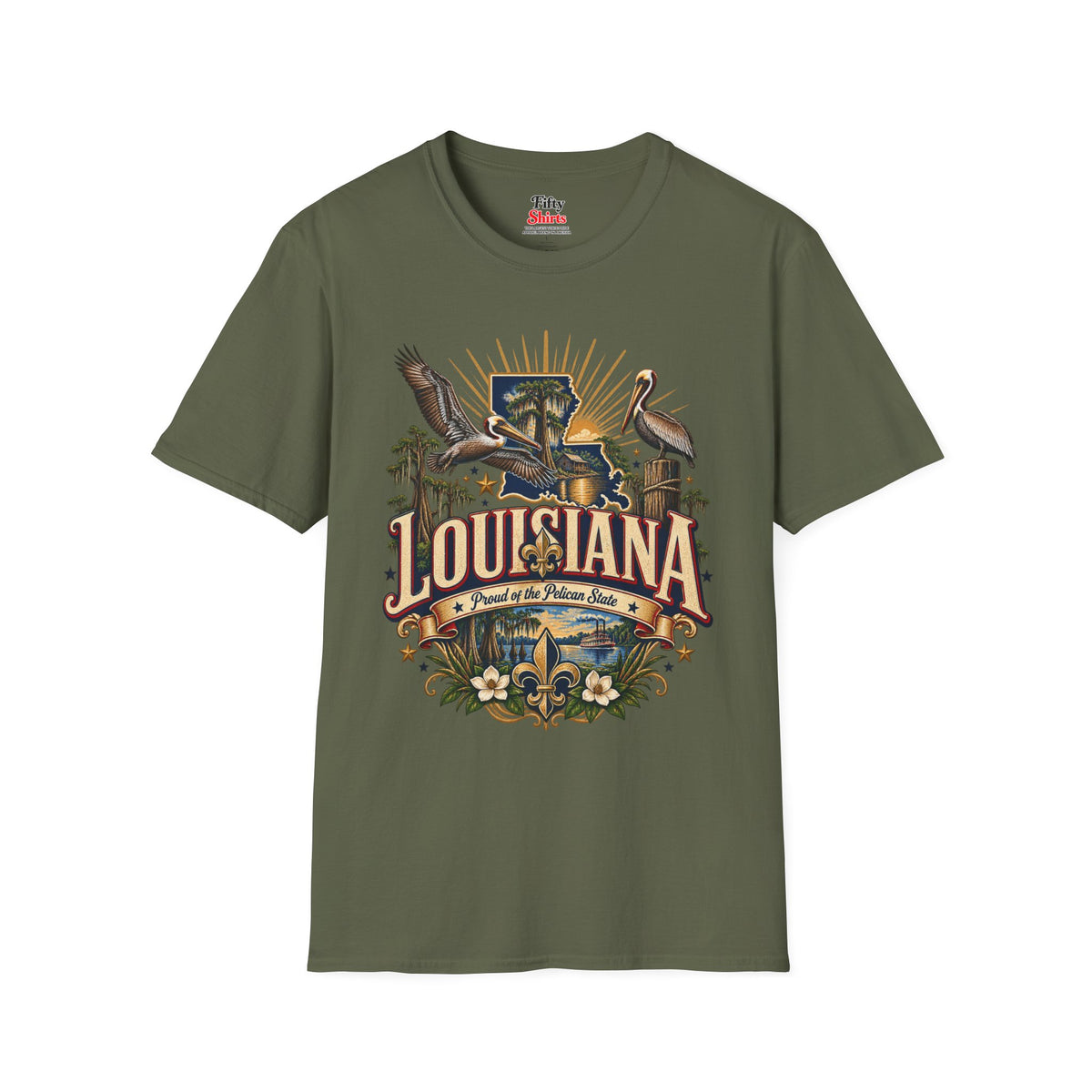 Louisiana State Pride Unisex Softstyle T Shirt State Pride Graphic Tee Collections FS03