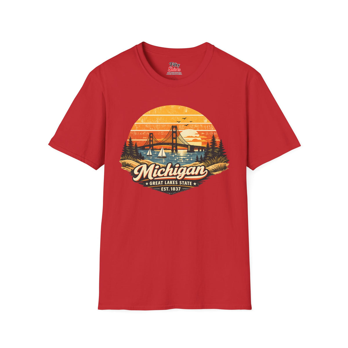 Michigan Lakeside Sunset Unisex Softstyle T Shirt State Pride Graphic Tee Collections FS03