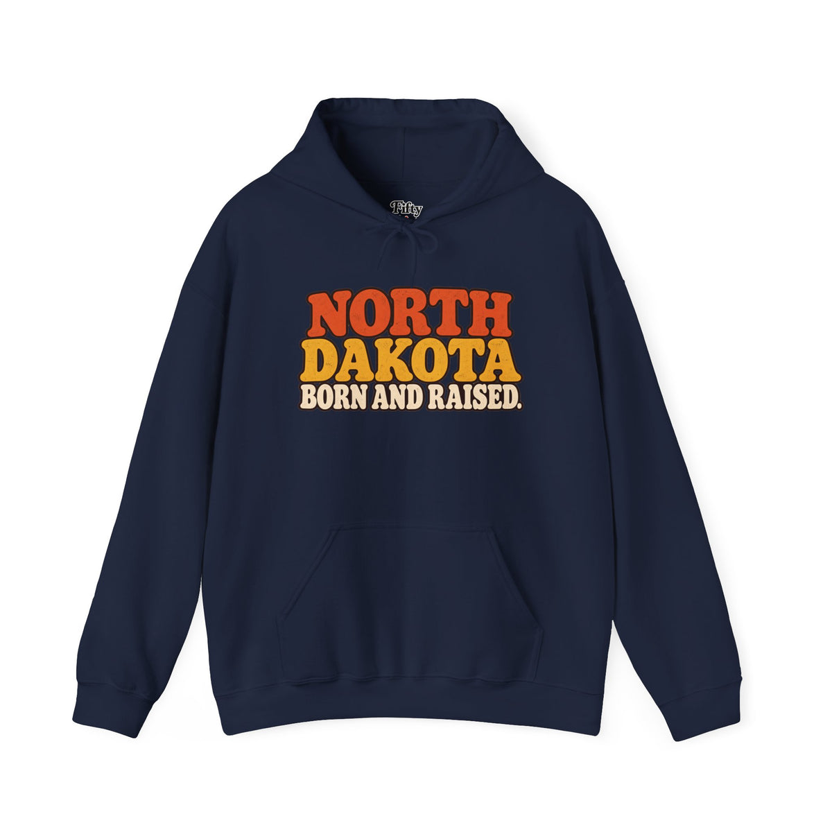 North Dakota Born and Raised 1970s Prairie Retro Unisex Hoodie Graphic