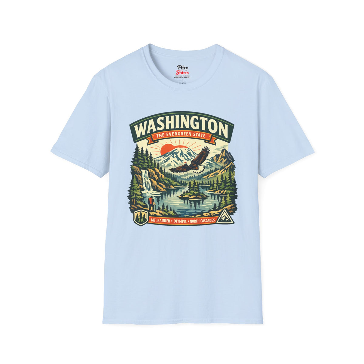 Washington Evergreen State Adventure Unisex Softstyle T Shirt State Pride Graphic Tee Collections FS03