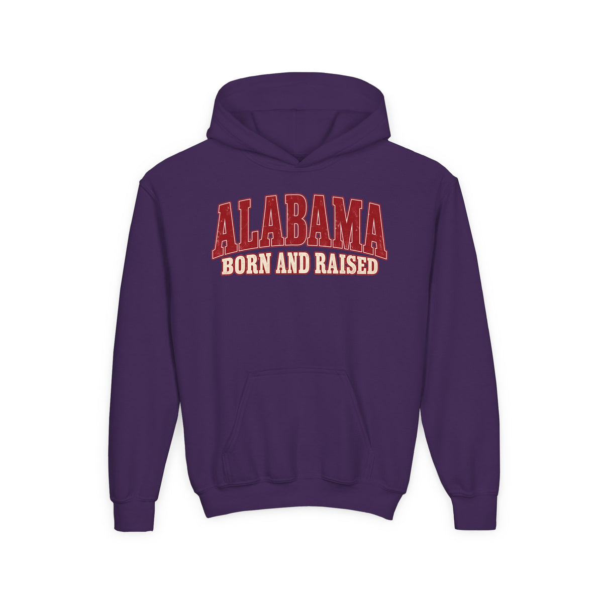 Alabama Born and Raised Classic Southern Heritage Unisex Youth Heavy Blend Hooded Sweatshirt Graphic