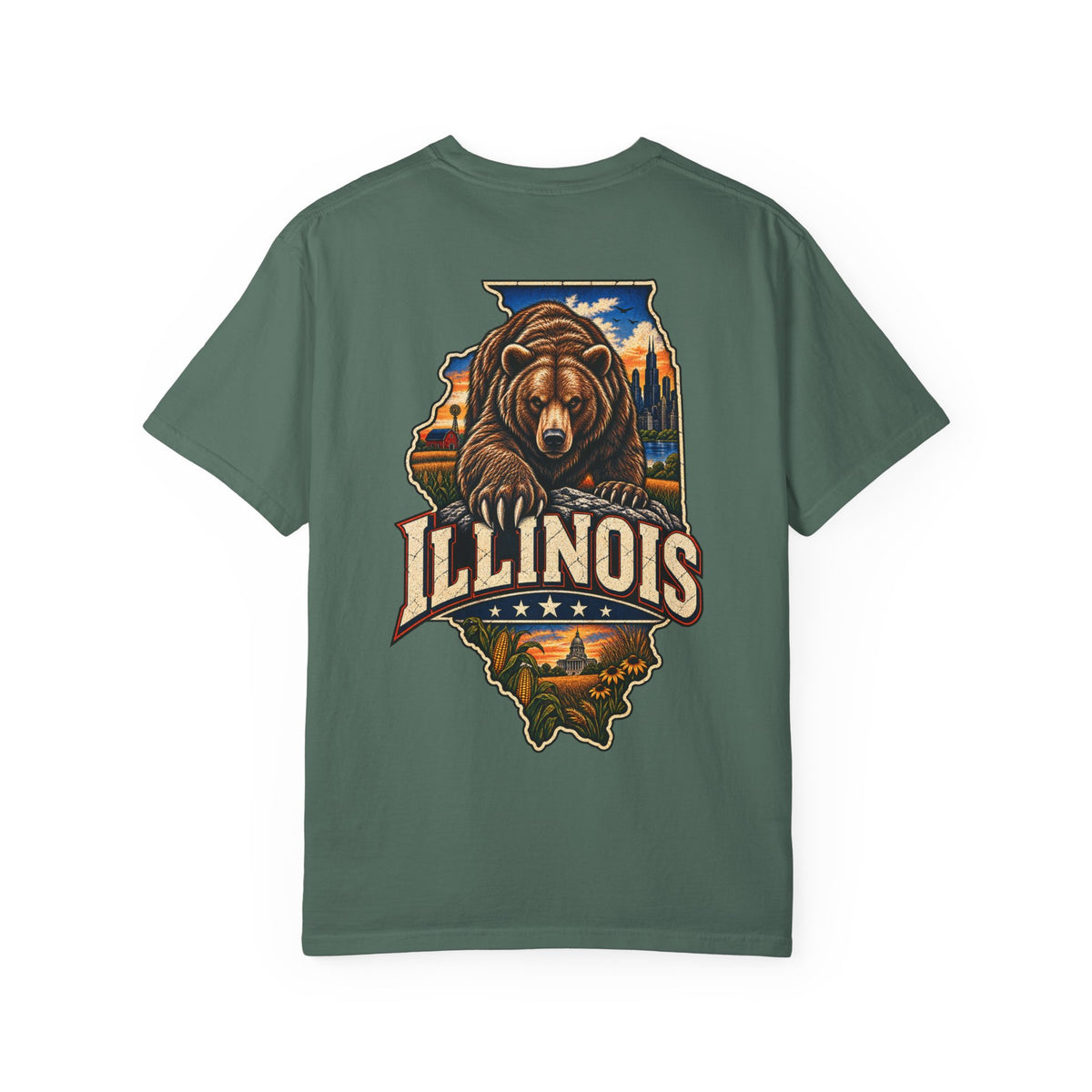 Illinois Bear Emblem Unisex Comfort Color 1717 Streetwear Graphic Tee