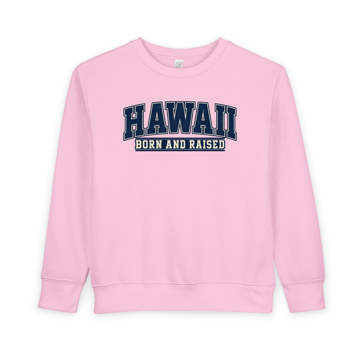Hawaii Born and Raised Collegiate Style Unisex Toddler Sweatshirt