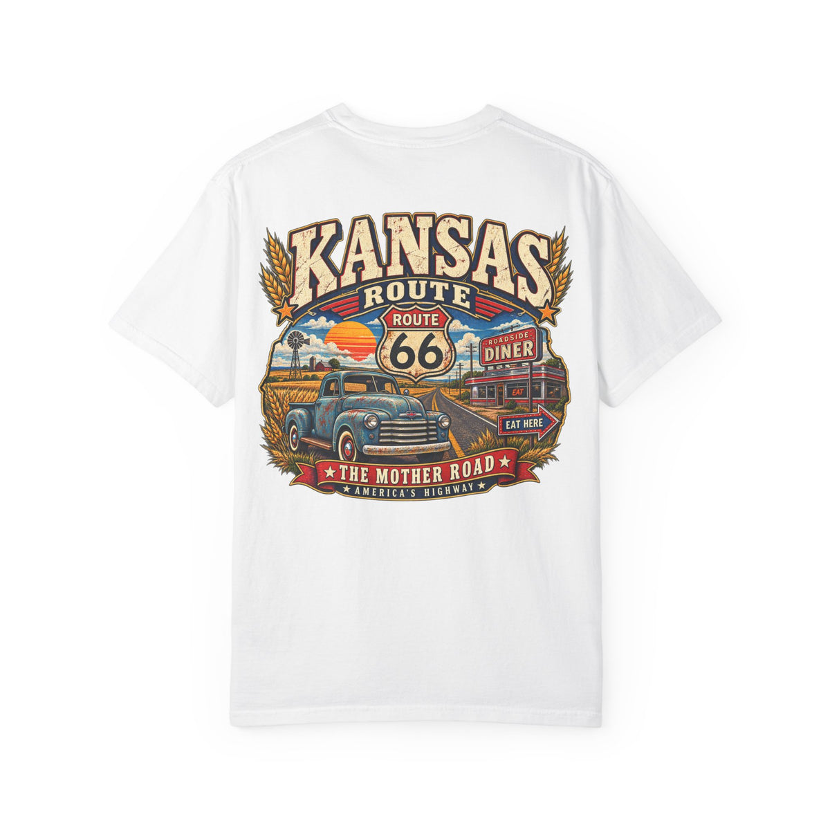 Kansas Route 66 Unisex Comfort Color 1717 Streetwear Graphic Tee
